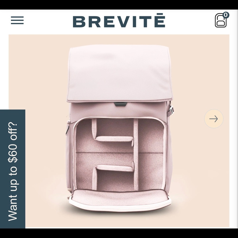 Brevite Camera Backpack. The Runner in Blush Pink. Never Used.